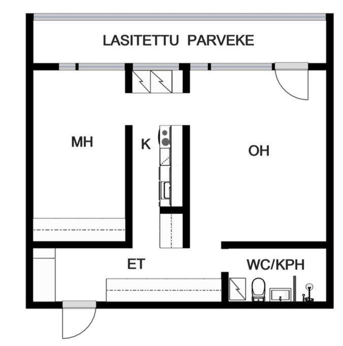 Huoneisto Scandinavian 2-rooms Center *